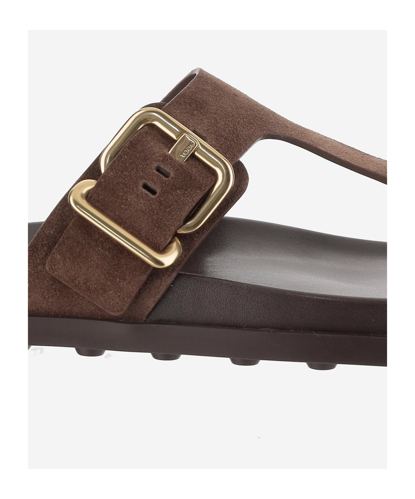 Tod's Buckle Detail Flat Sole Open Toe Slide In Black