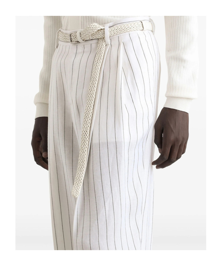 Dolce & Gabbana Striped Tailored Trousers In White