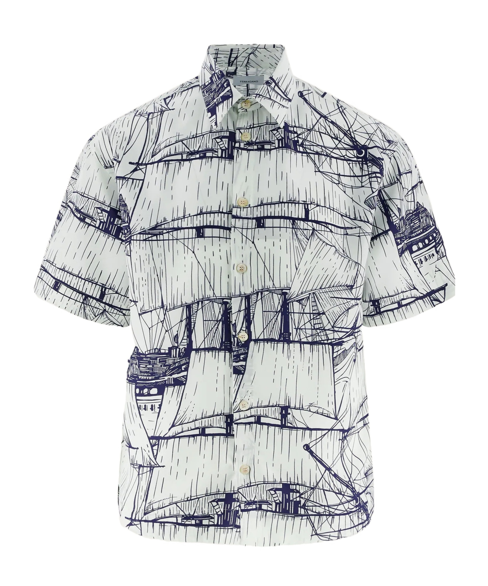 Ferragamo Printed Short-sleeved Shirt In White