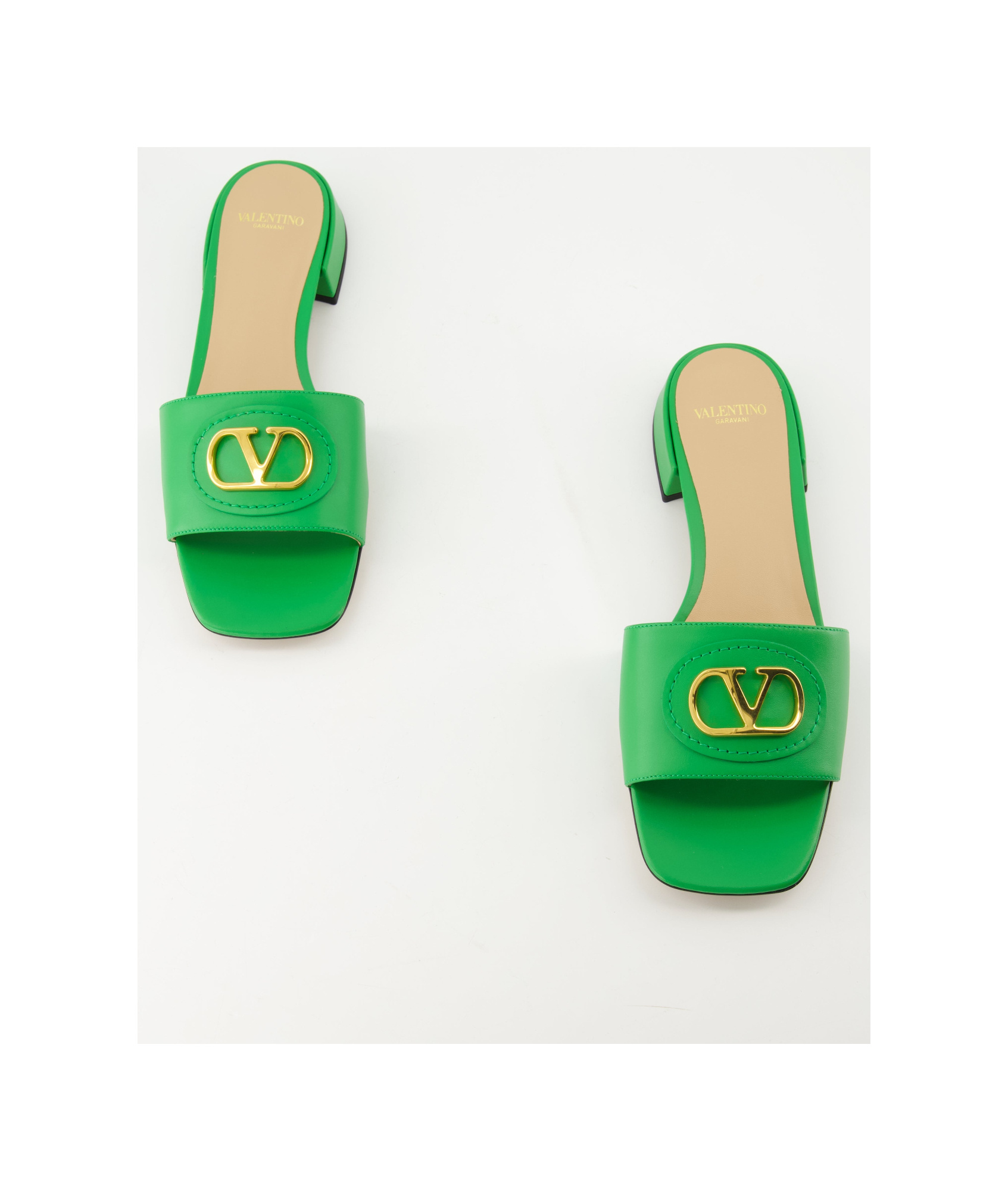 Valentino Vlogo Slippers In Green