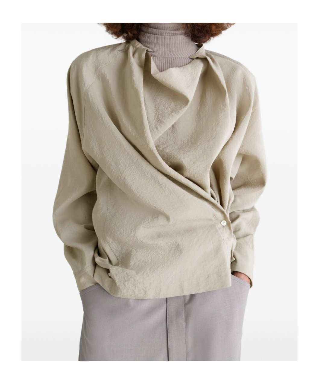 Lemaire Twisted Draped Blouse In Neutral