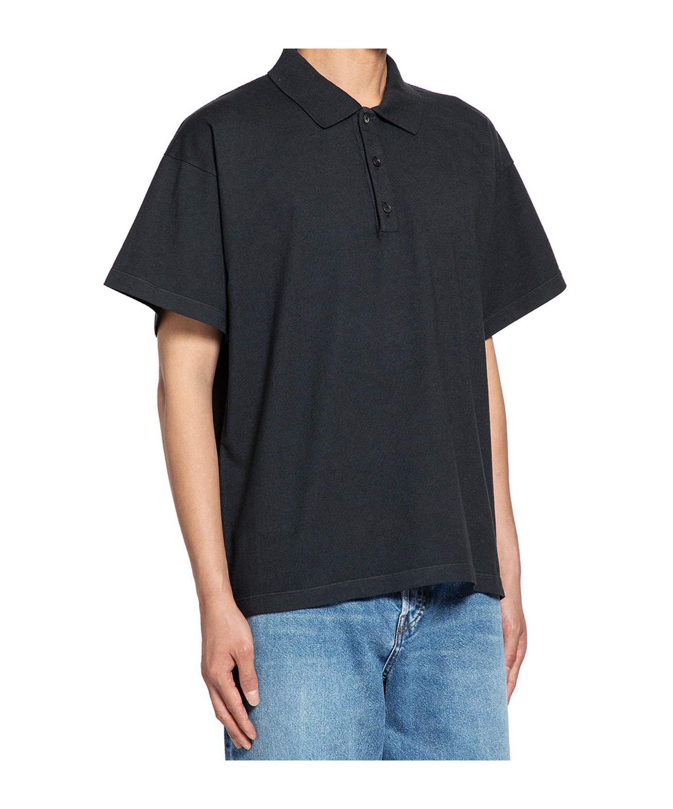 The Row Short-sleeved Polo Shirt In Black