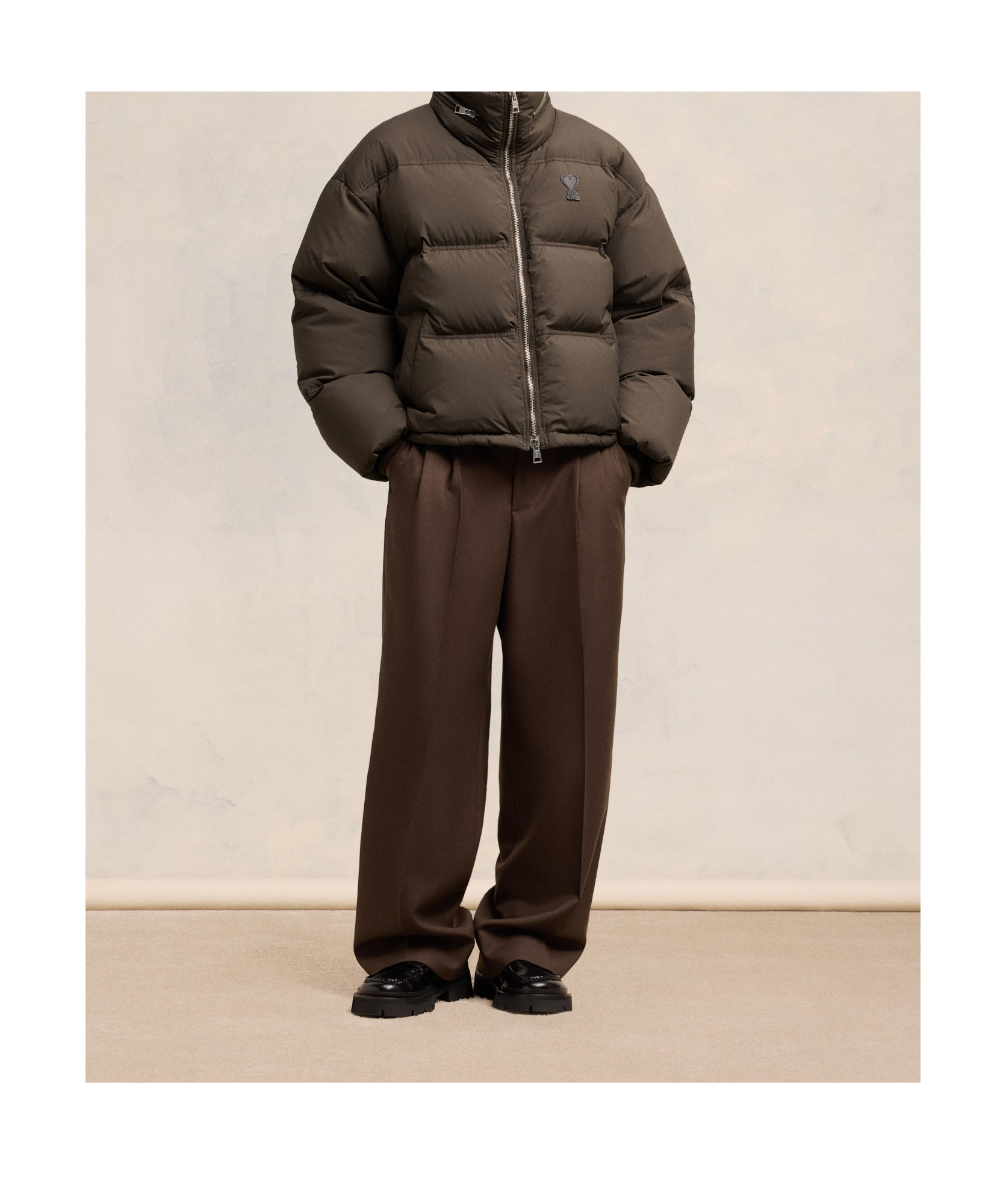 Ami Alexandre Mattiussi Ami De Coeur Down Puffer Jacket In Black