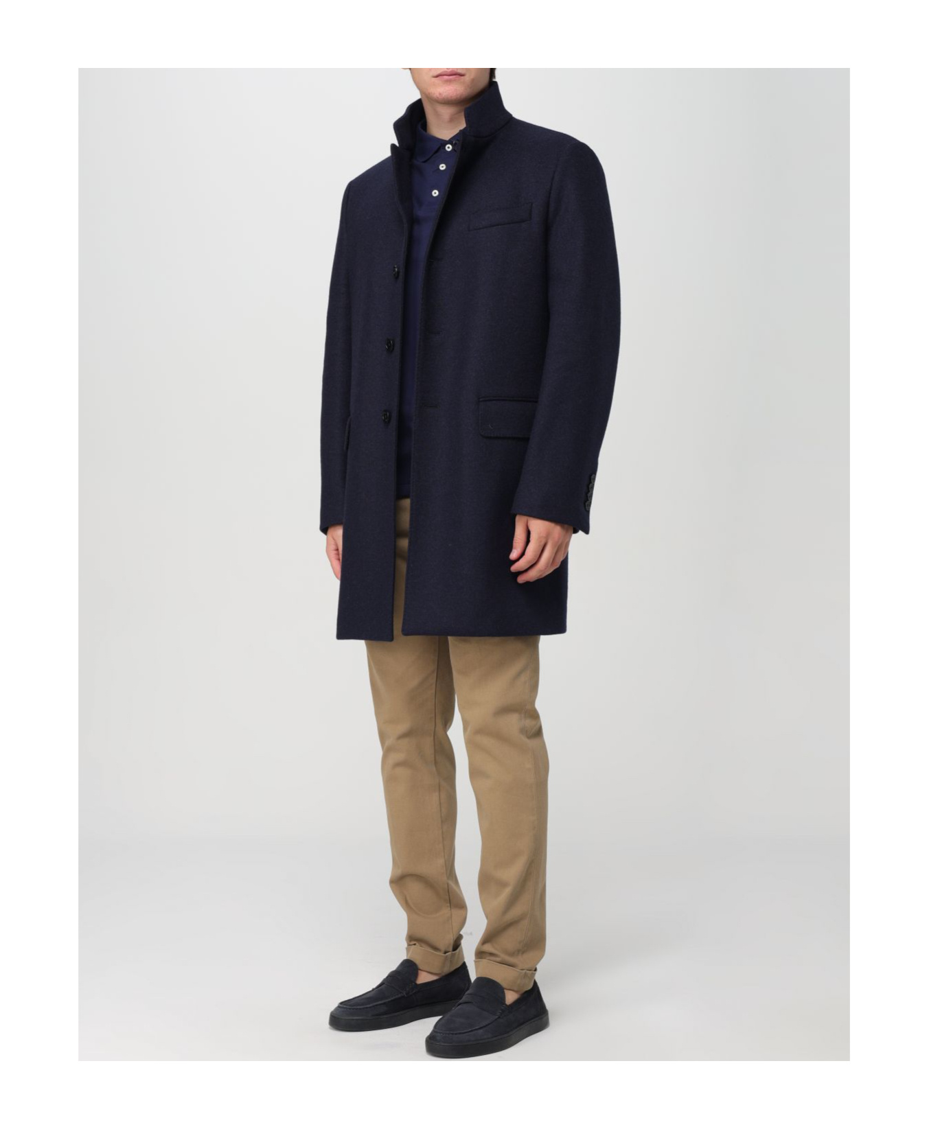 Fay Long-sleeved Coat In Black