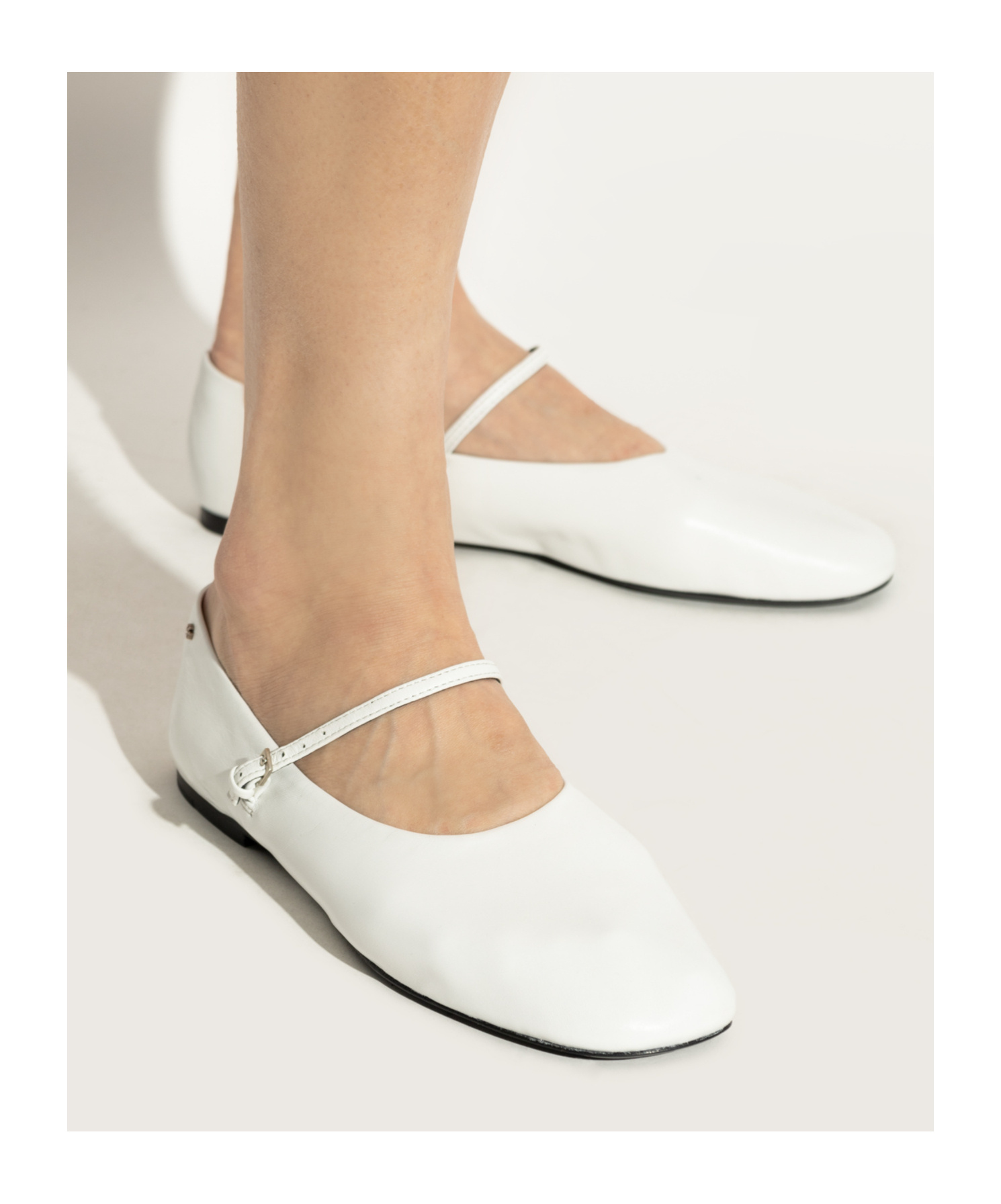 Tory Burch Leather Ballet Flats In White