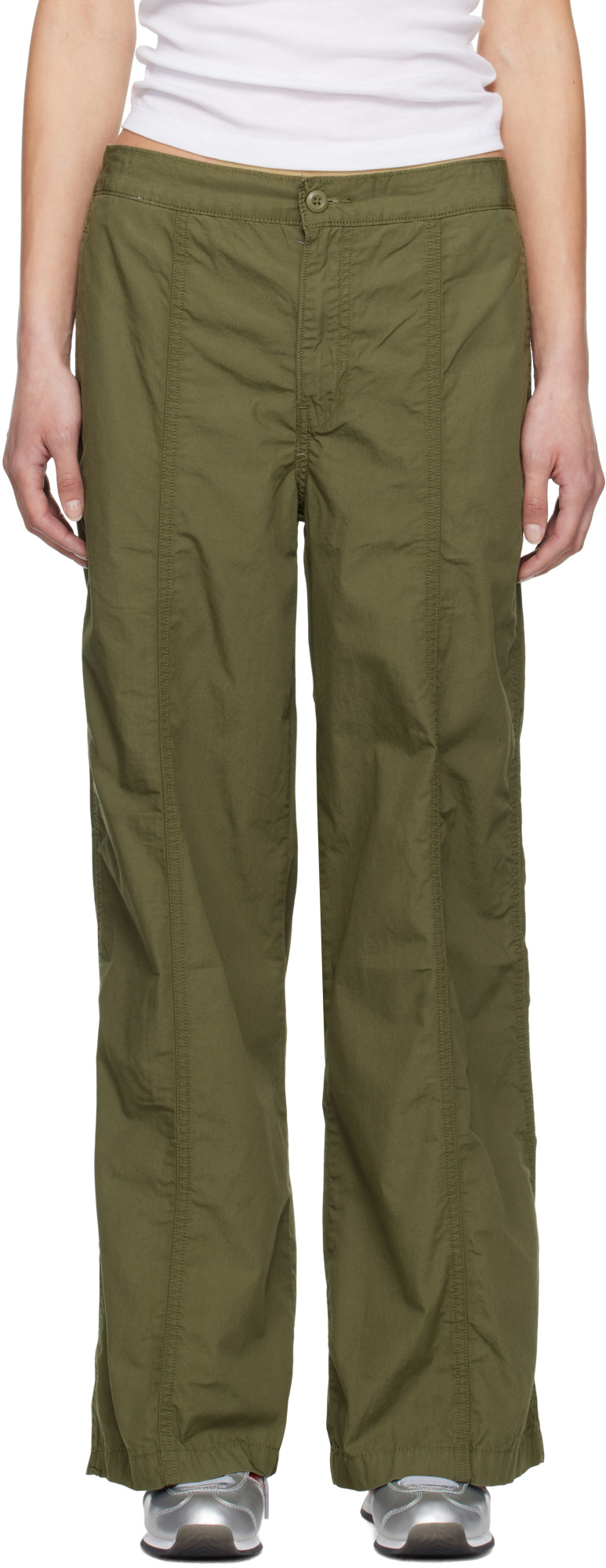Levi's Khaki Baggy Parachute Trousers In Green