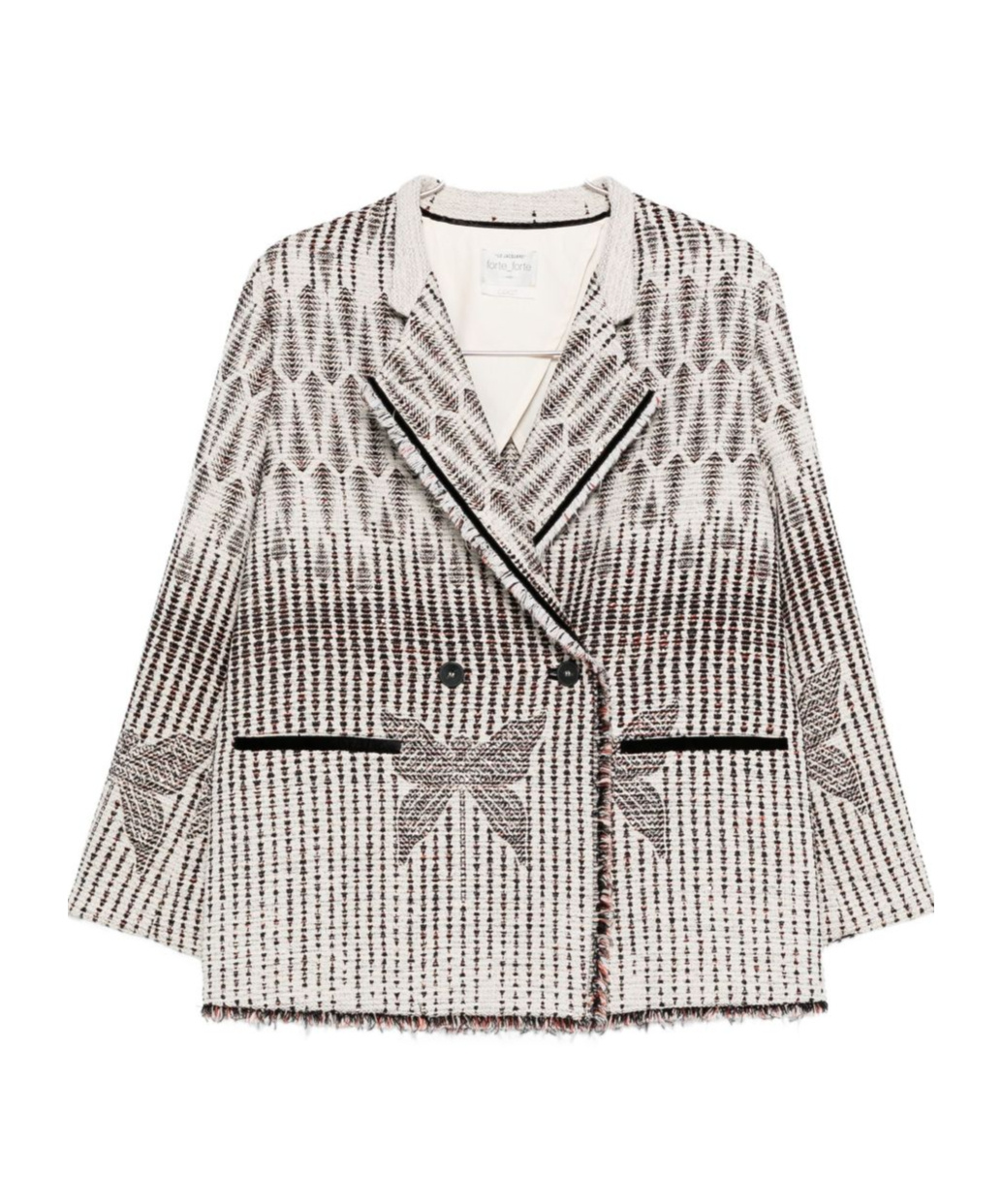Forte Forte Geometric Patterned Double-breasted Jacket In Gray