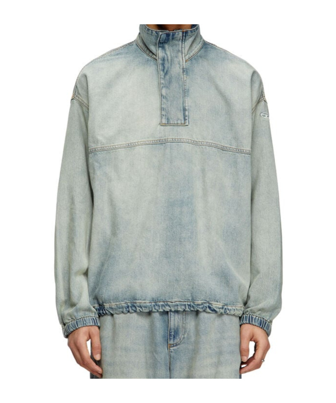 Diesel Denim Pullover In Light Bicolour Denim In Gray