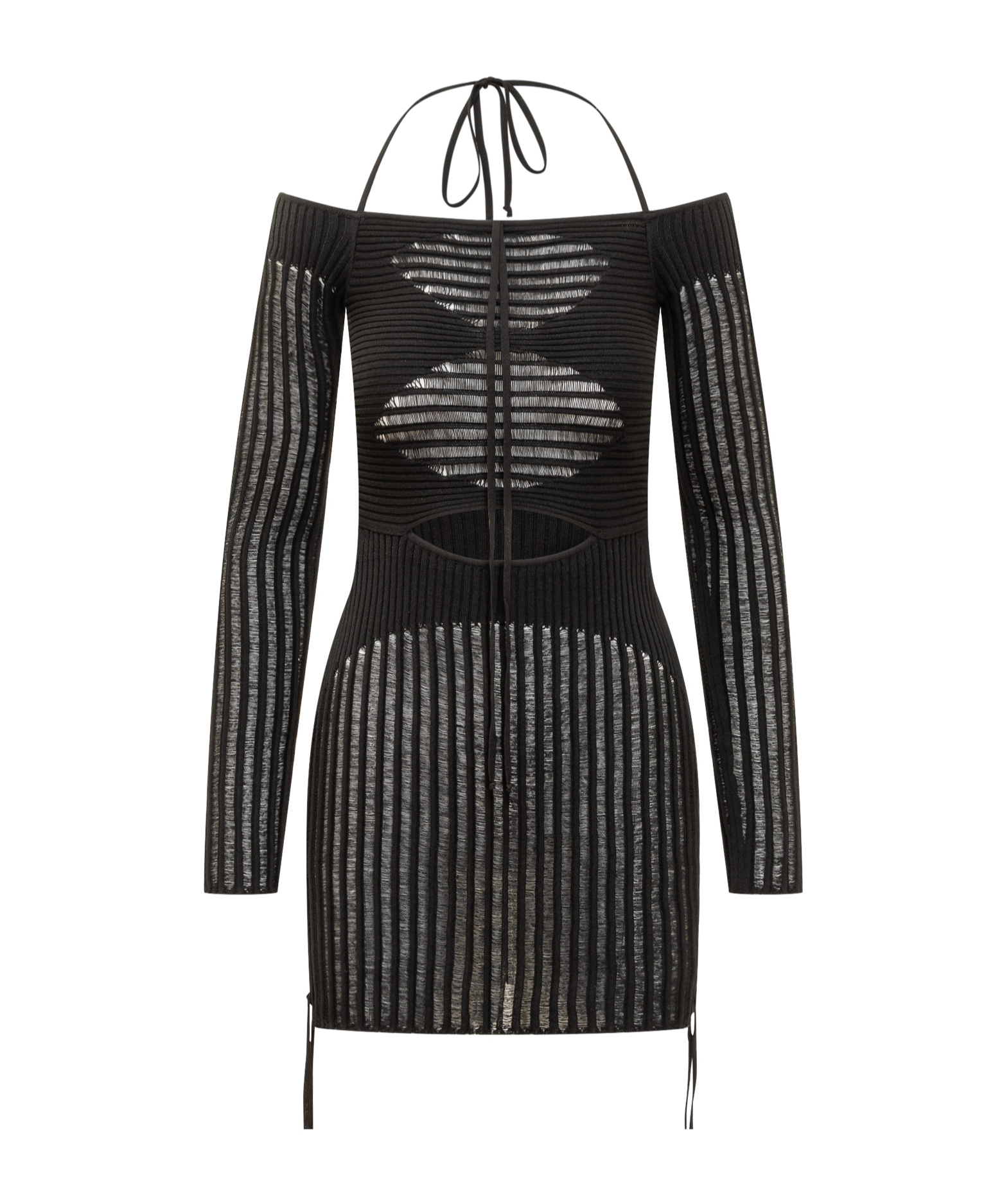 Andreädamo Andreādamo Mini Ribbed Dress In Black