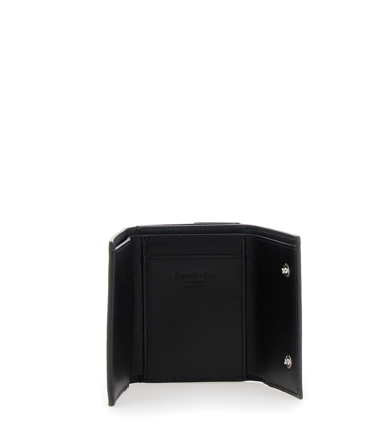Shop Acne Studios Tri-fold Leather Wallet In Black