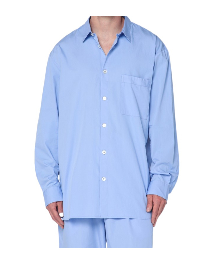 Tekla Cornflower Blue Pyjama Shirt In Blue