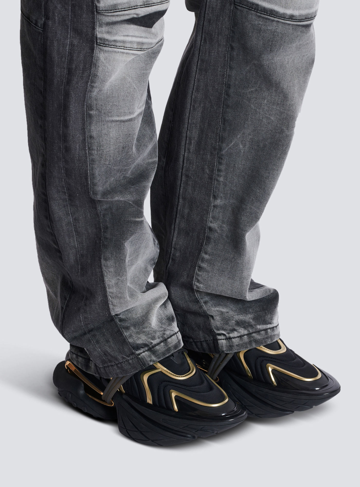 Shop Balmain Unicorn Wave Trainers In Neoprene And Calfskin In Black