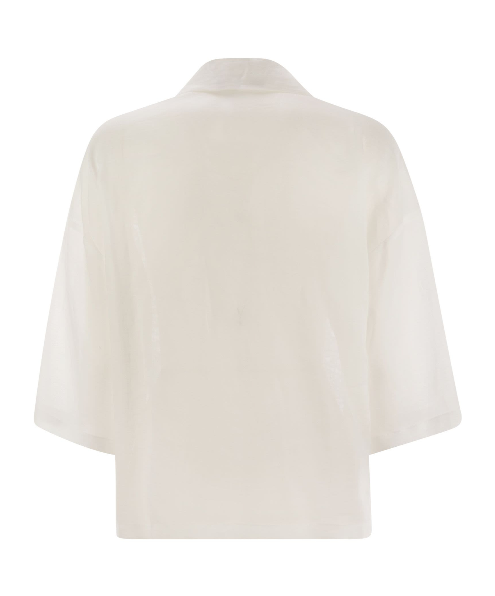 Max Mara Legno Embroidered Button-up Shirt In White