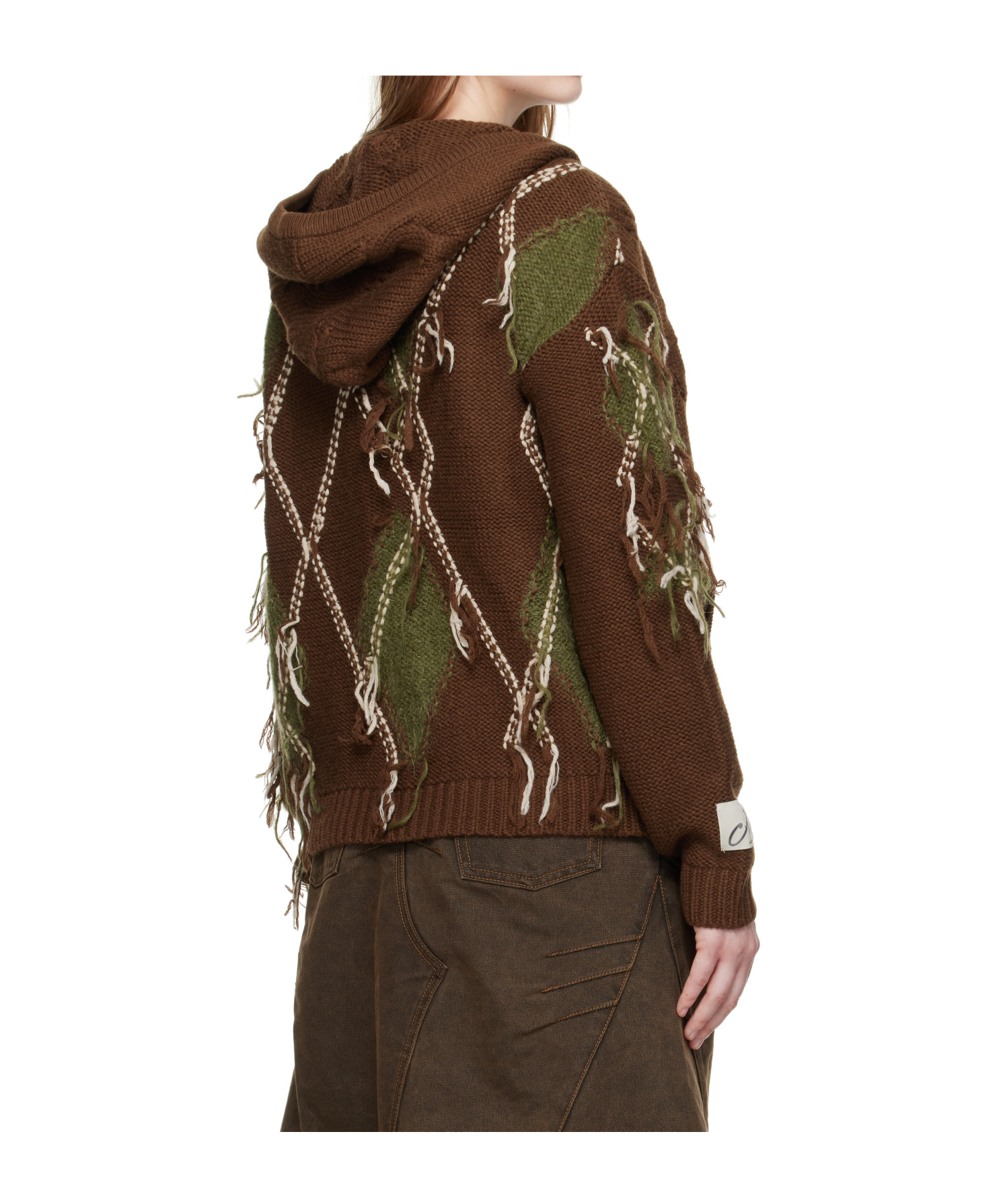 Andersson Bell Brown Argyle Fisherman Zip-up Hoodie In Brown