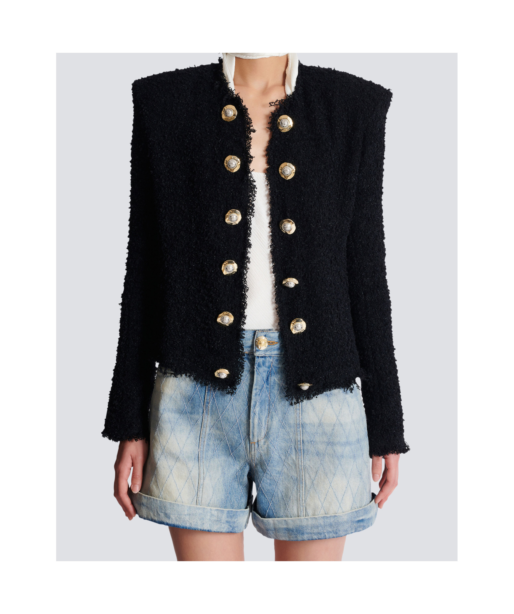 Shop Balmain Edge-to-edge Tweed Jacket