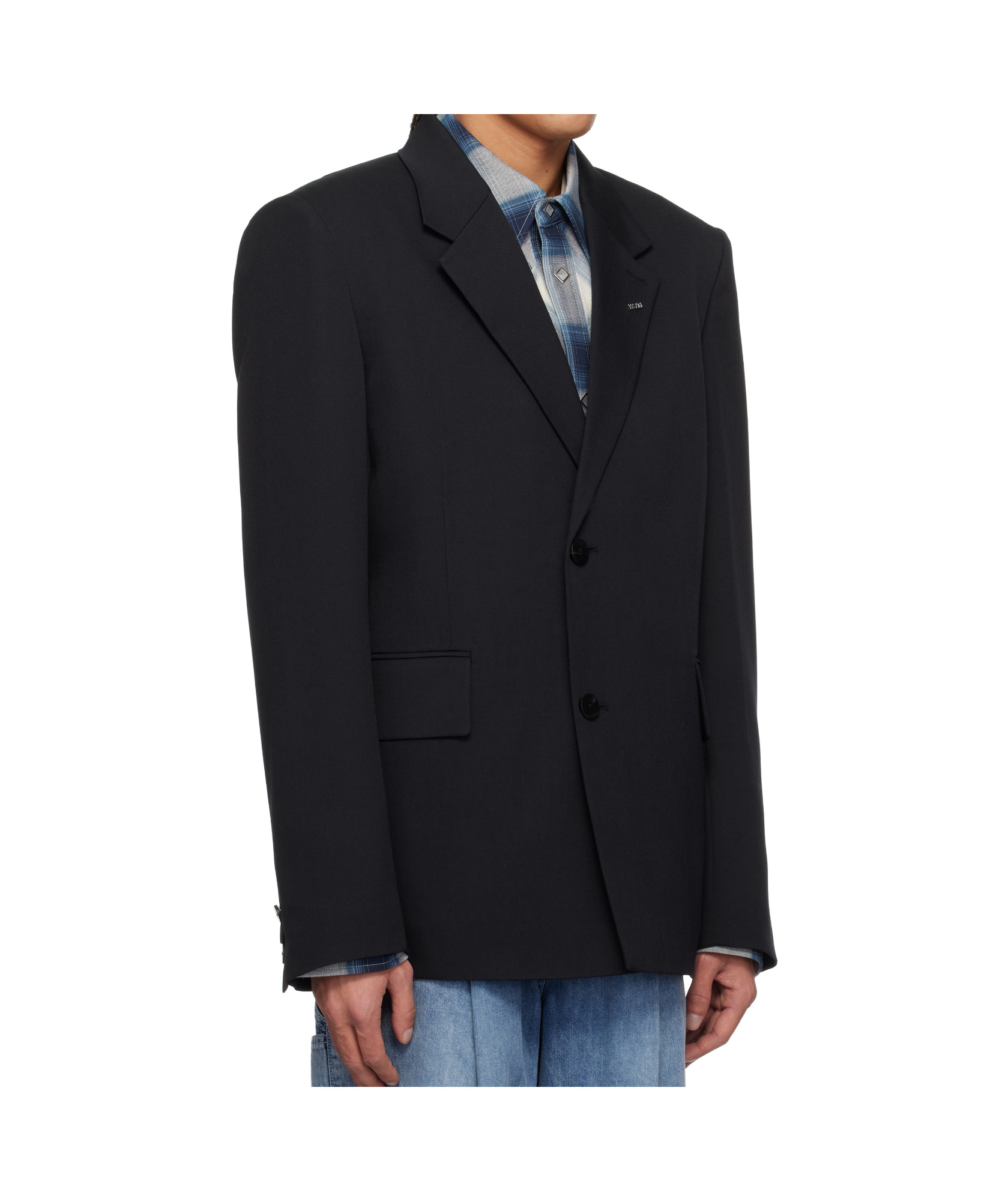 Wooyoungmi Single-breasted Blazer With Notch Lapel And Flap Pockets In Black
