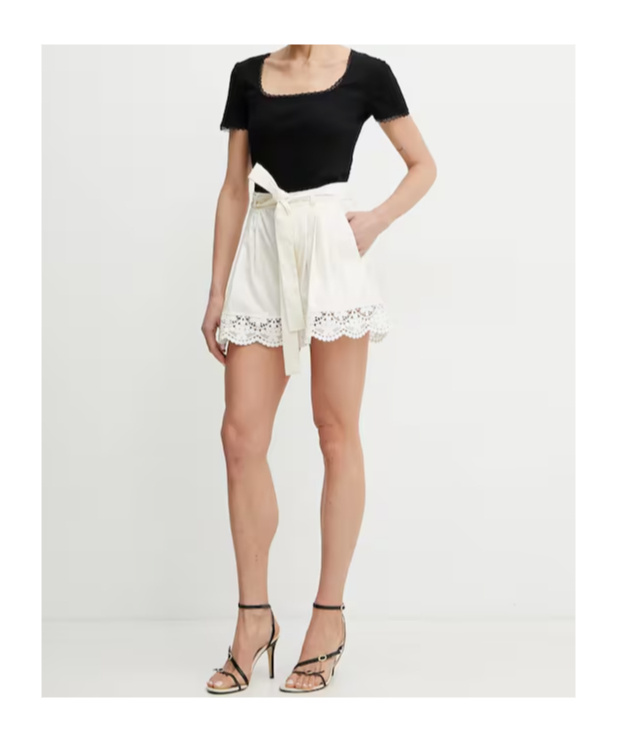 Twinset Lace Hem Shorts In White