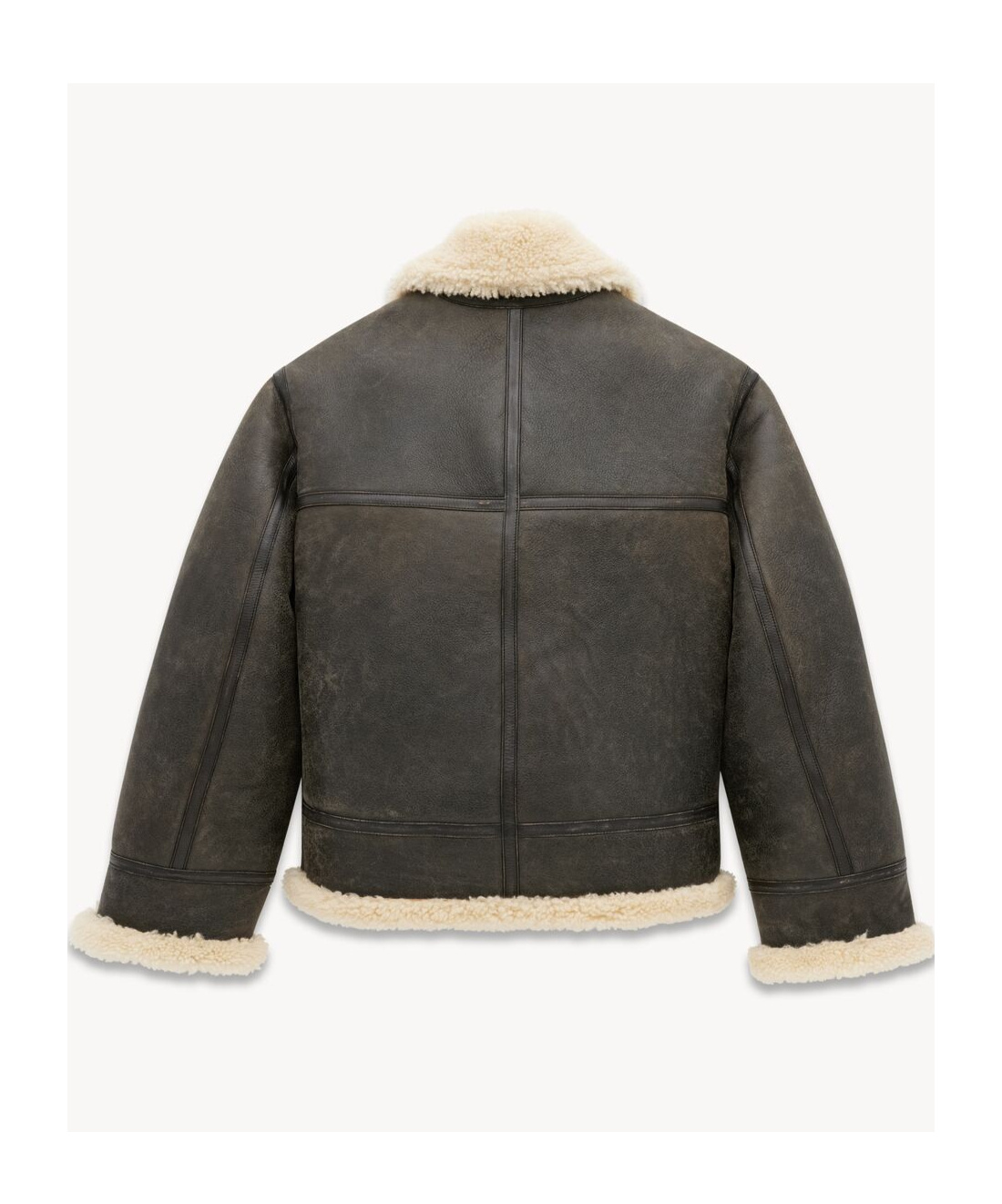 Shop Saint Laurent Aviator Jacket In Aged Leather And Shearling In Black