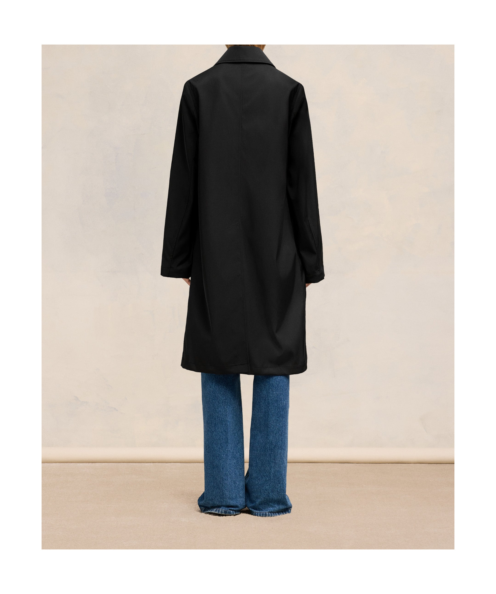 Ami Alexandre Mattiussi Ami Paris Black Coat With Classic Collar And Front Button Closure In Cotton Blend Man In Black