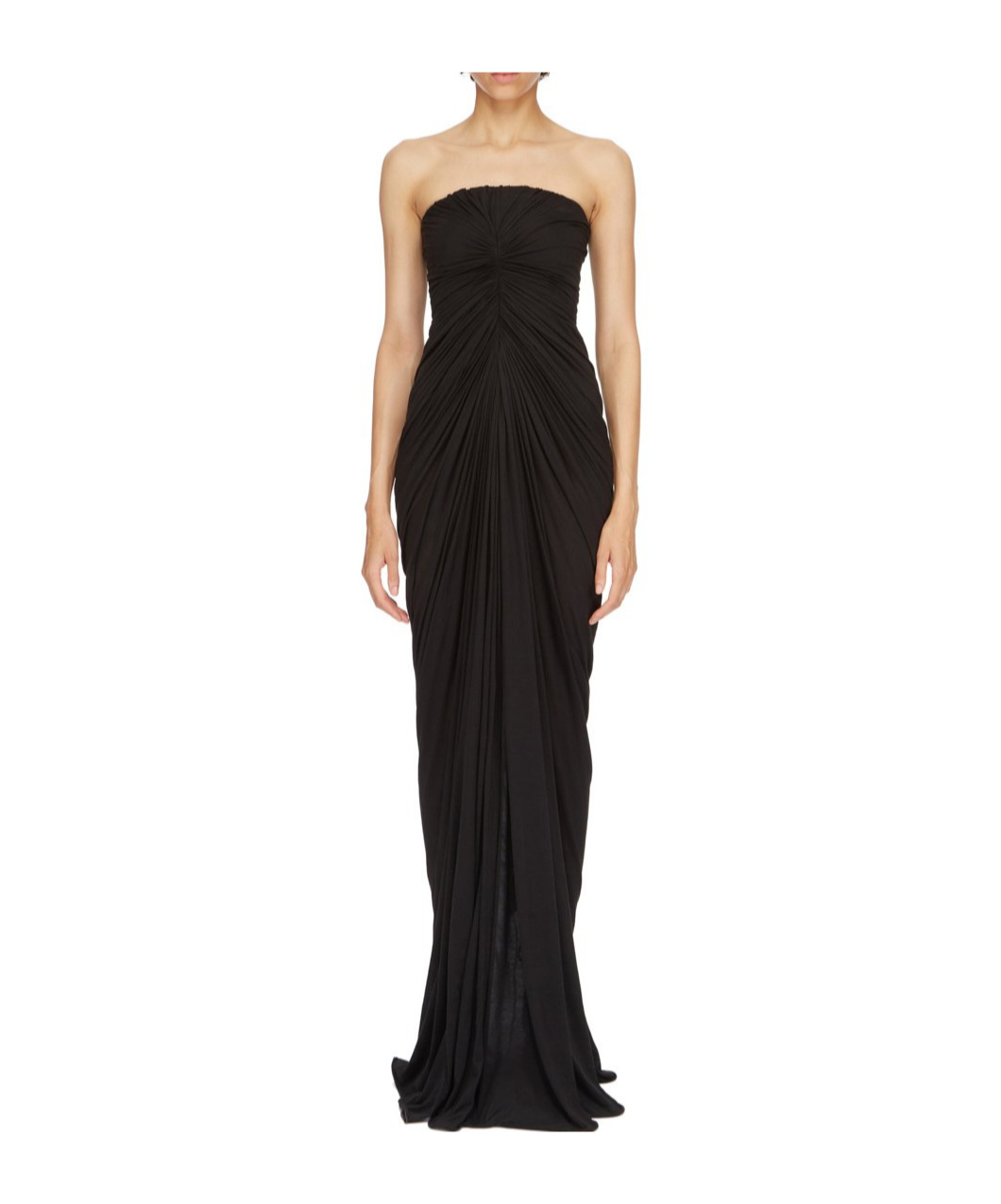 Rick Owens Radiance Ruched Cotton Gown In Black