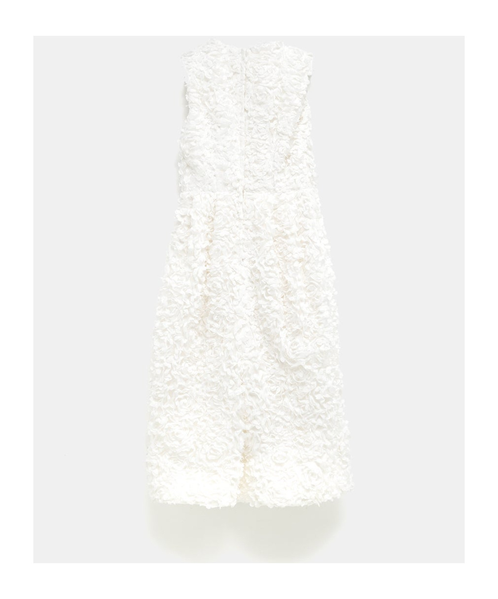 Shop Comme Des Garçons Floral-appliqué Midi Dress In White