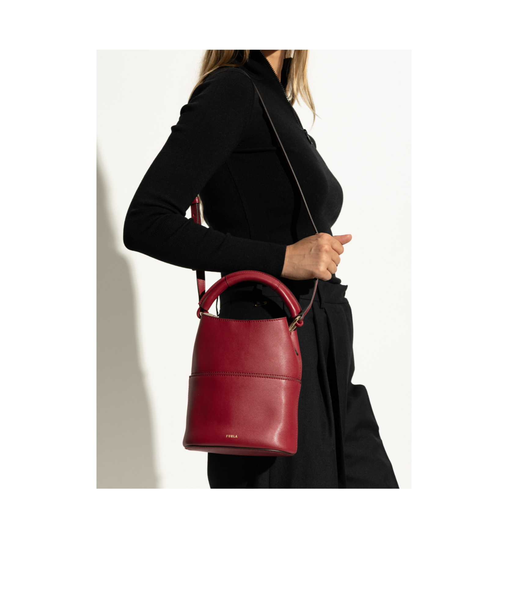 Furla Round Handle Shoulder Bag In Red