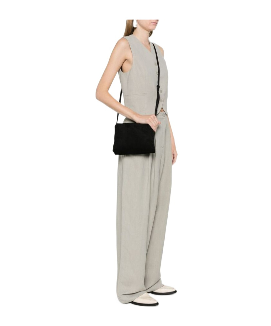 Khaite The Lina Suede Crossbody Bag In Black