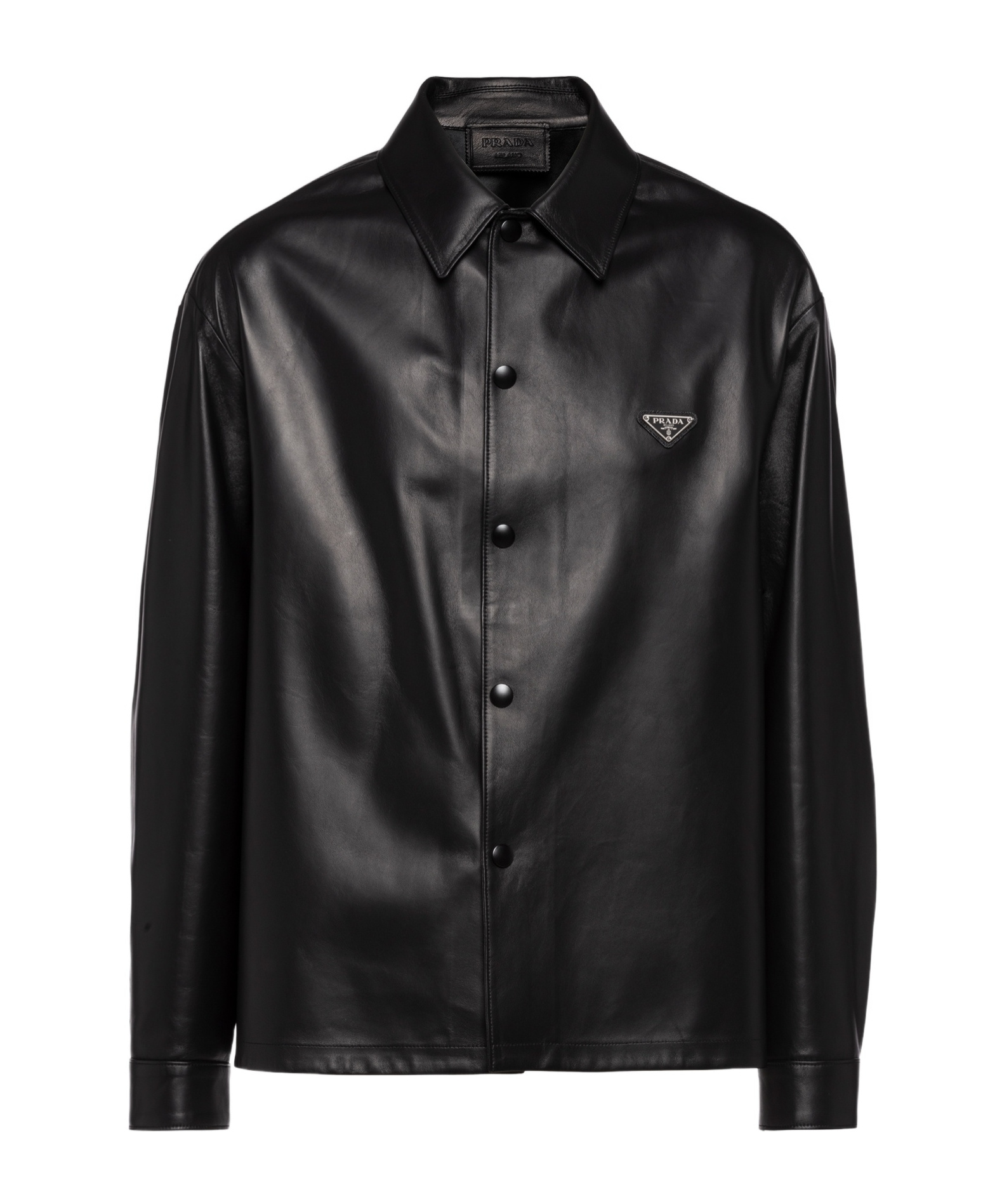 Prada Leather Shirt In Black