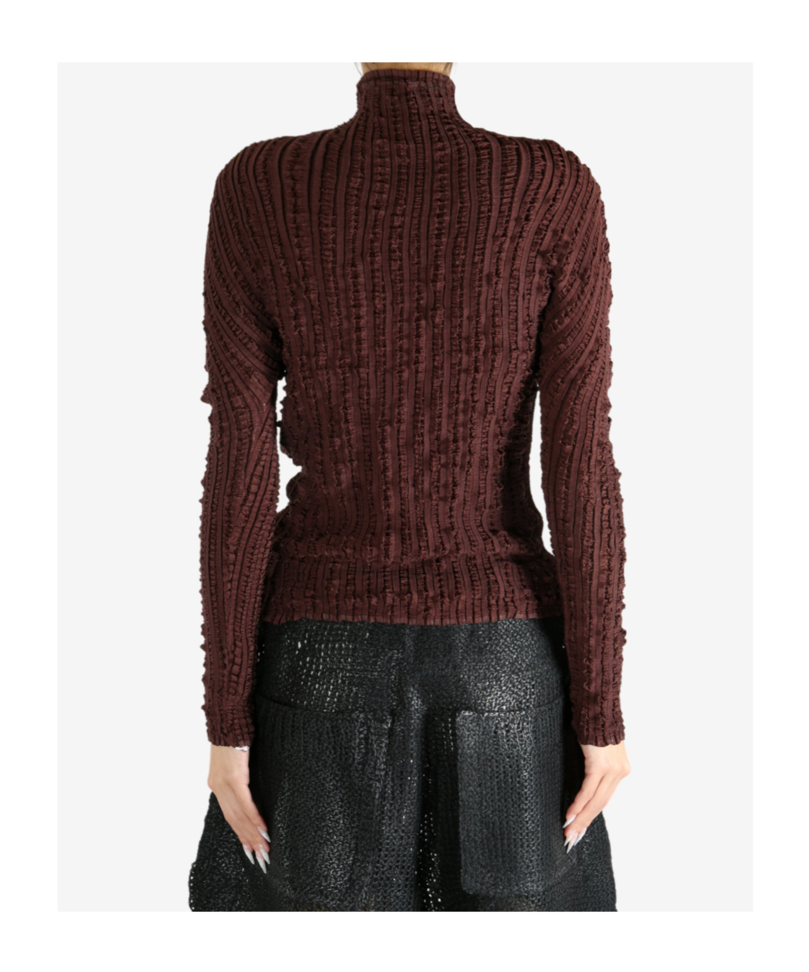 Issey Miyake Jellyfish Pleats Sweater In Brown