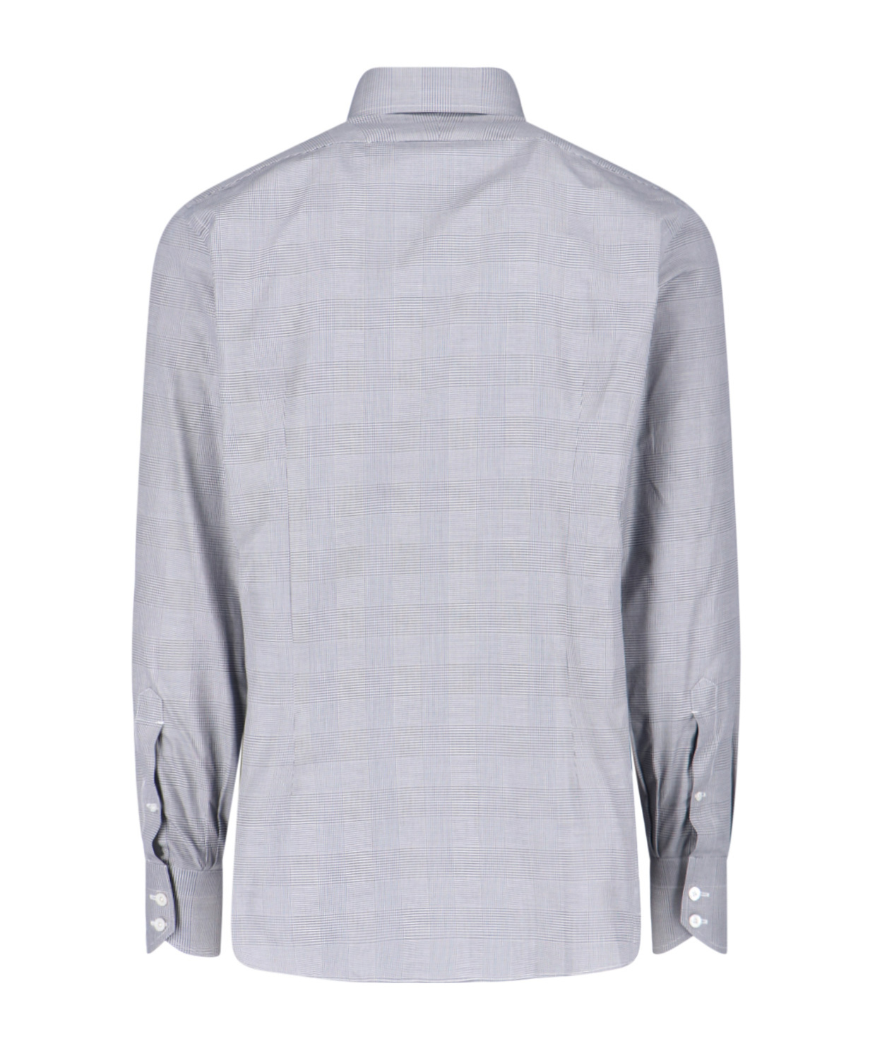 Tom Ford Long Sleeve Checkered Shirt With Buttoned Cuffs In Gray