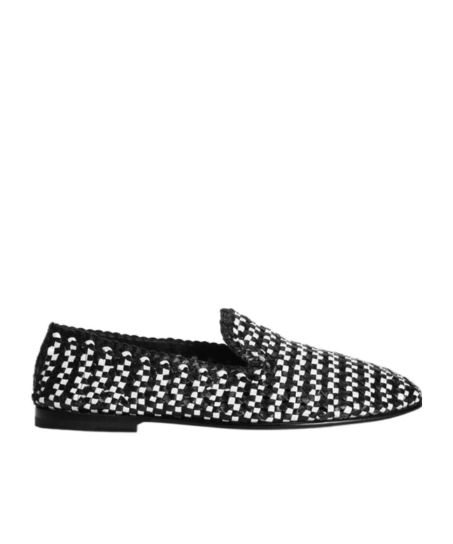 Dolce & Gabbana Formale Woven Leather Loafers In Black