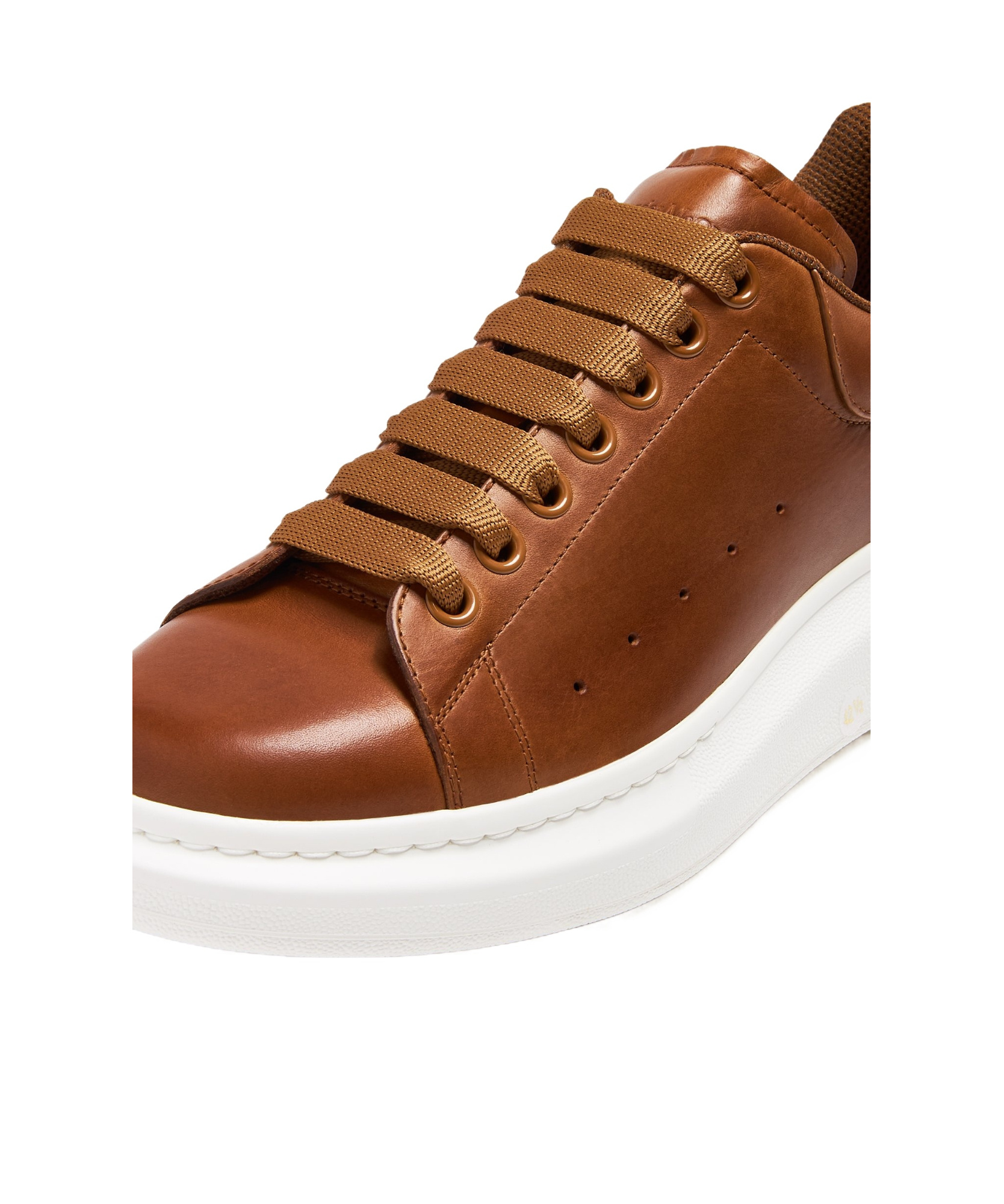 Alexander Mcqueen Caramel Leather Sneakers With Caramel Leather Heel In Brown
