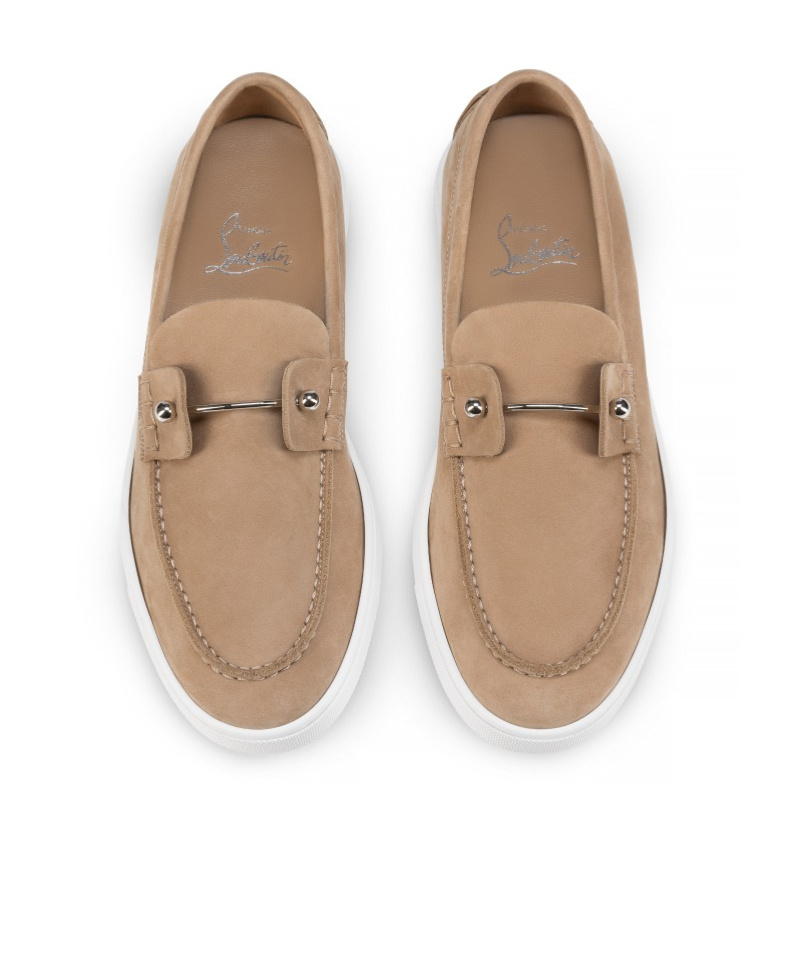 Christian Louboutin Chambeliboat Suede Loafers In Nude