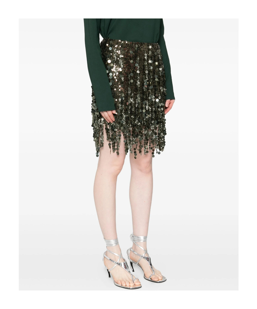 Blumarine Sequin-embellished Fringe Mini Skirt In Gray