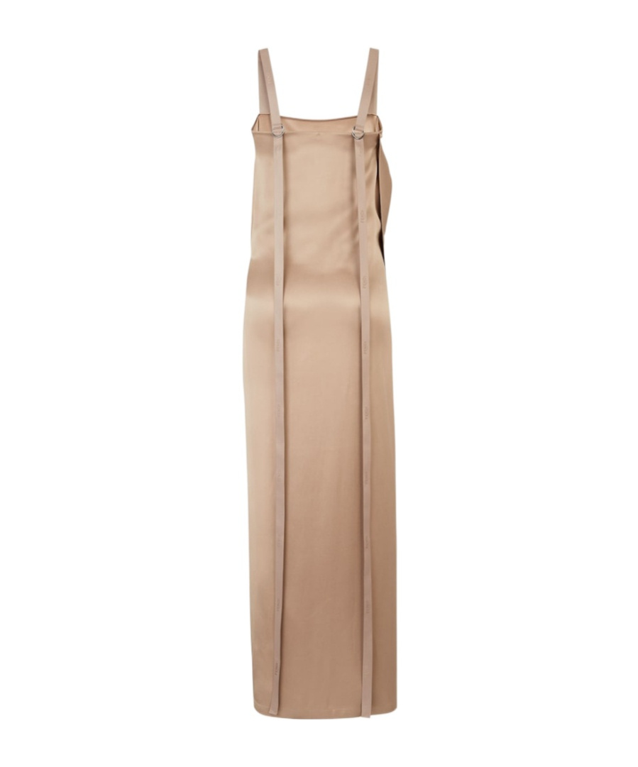 Fendi Square Neck Satin Maxi Dress In Nude
