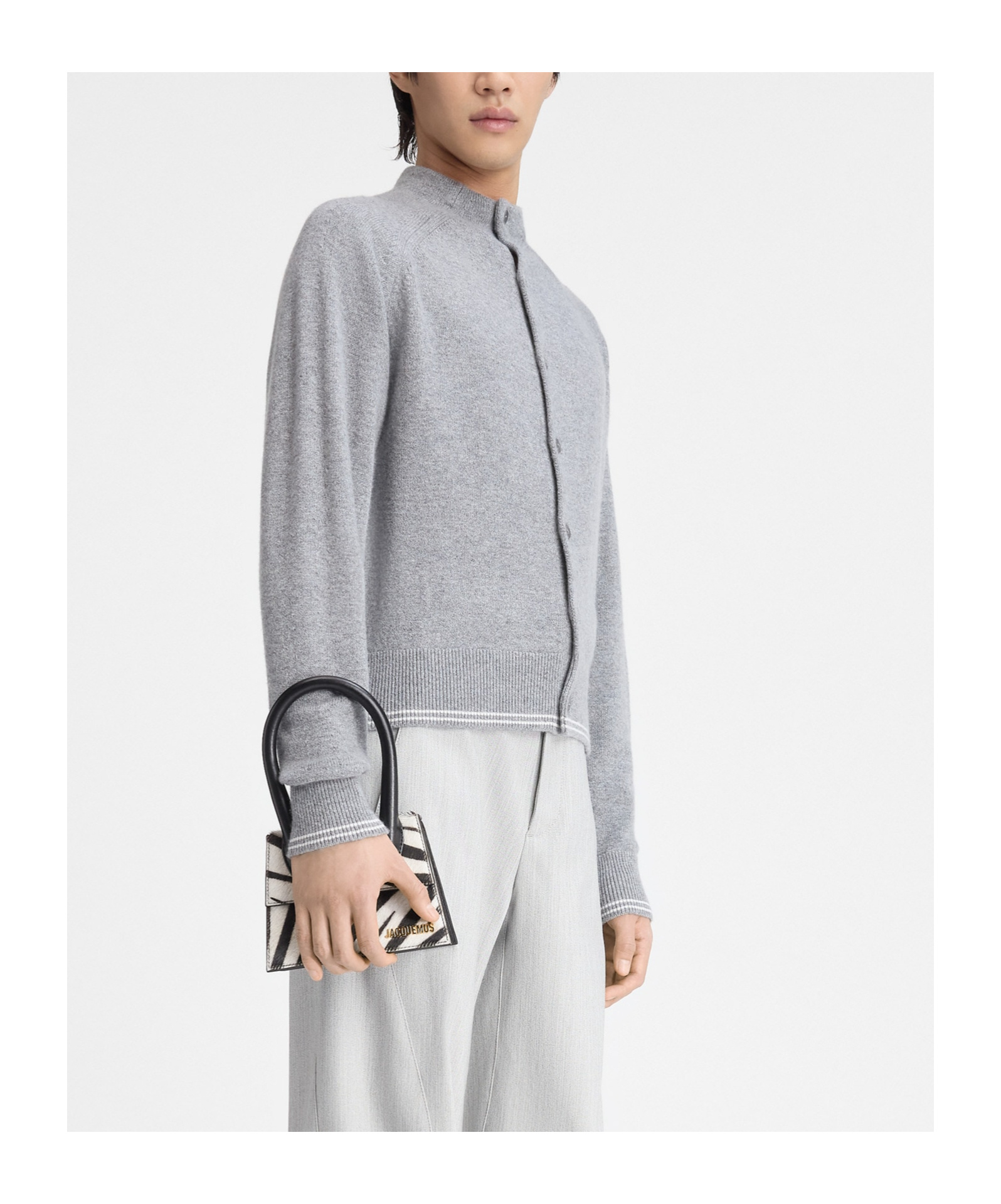 Jacquemus Pitatto Knitted Cardigan In Gray