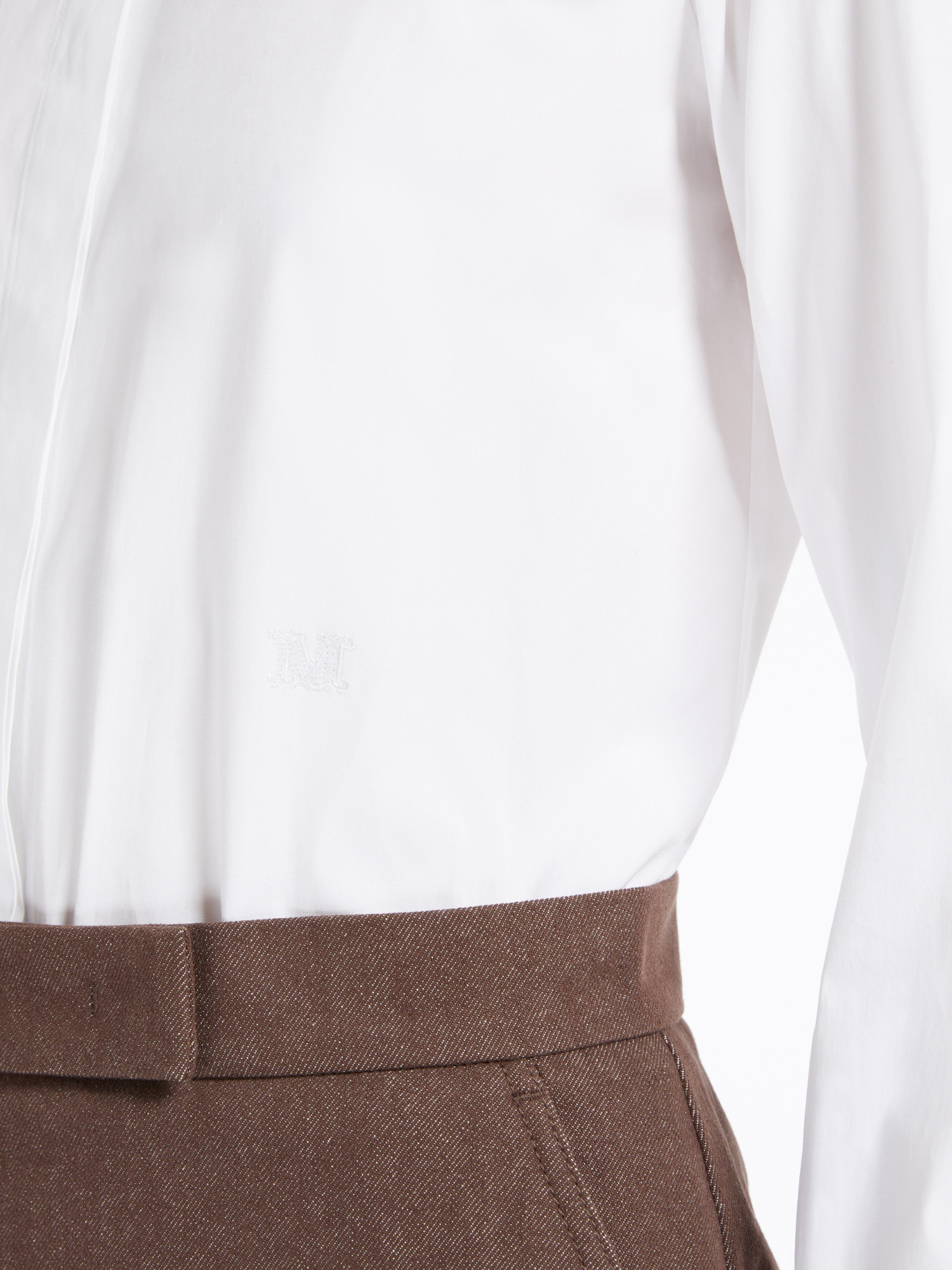 Max Mara Angora1234 Bodysuit Collared Shirt With Long Sleeves In White