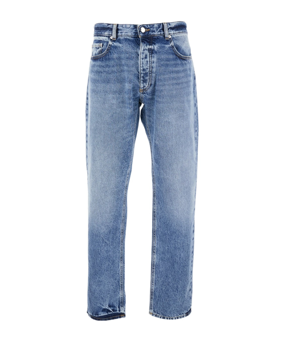 Icon Denim Light Blue Jeans With Belt Loops And Logo Patch On The Rear In Denim Man In Blue