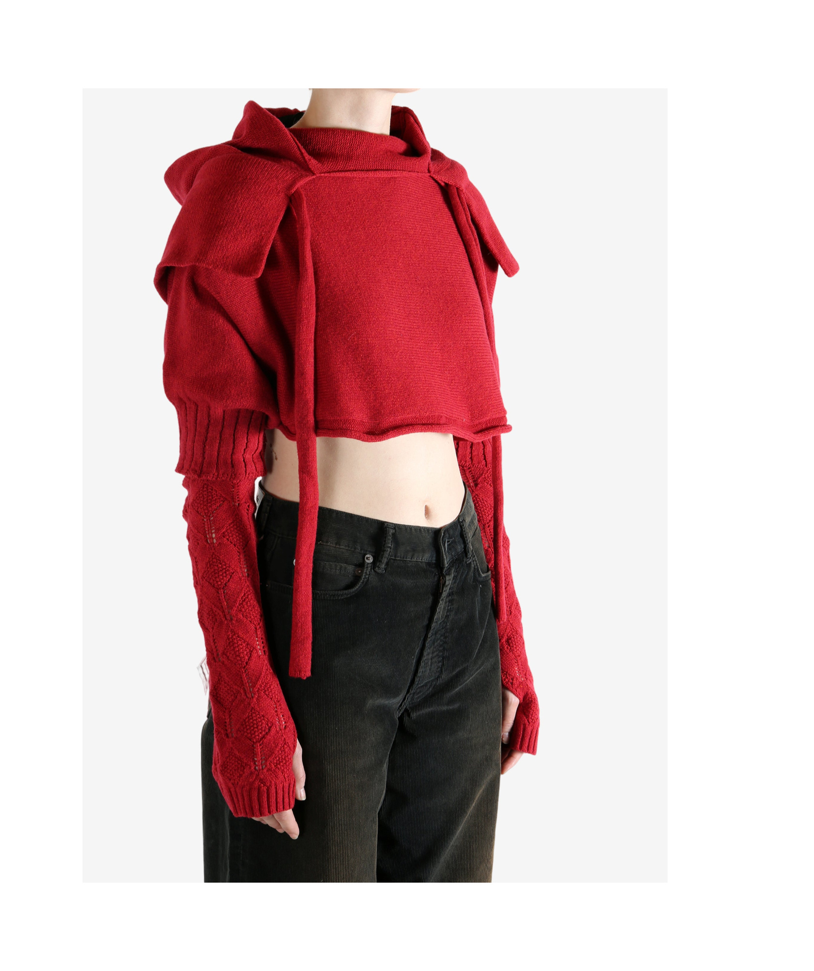 Yohji Yamamoto Cropped Hoodie In Red