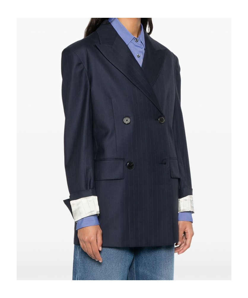 Prada Double-breasted Blazer In Blue