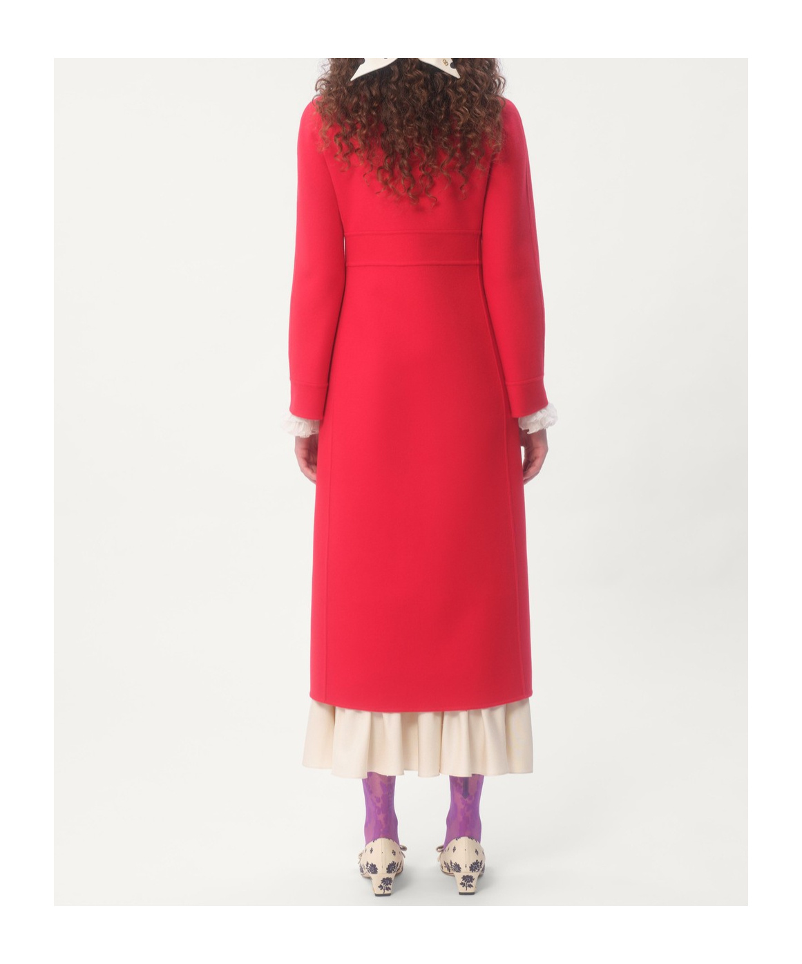 Valentino High-neck Double-breast Belted Wool Cashmere Coat In Red