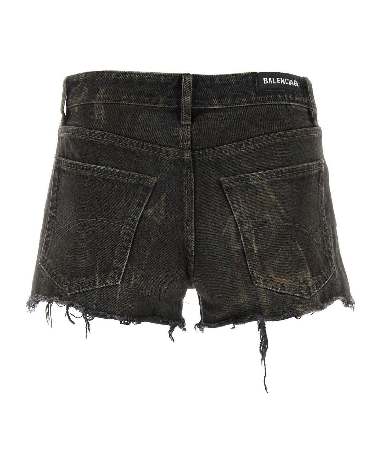 Balenciaga Dark Grey Vintage Effect Shorts In Black