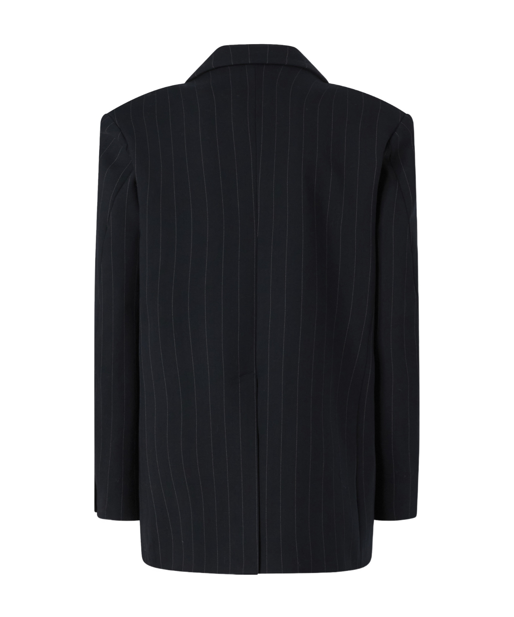 Pinko Double-breasted Pinstriped Wool Blazer In Black