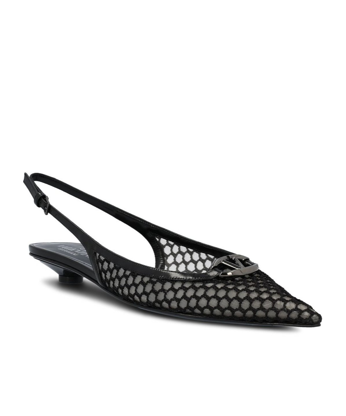 Valentino Vlogo Moon Leather Slingback Flats In Black