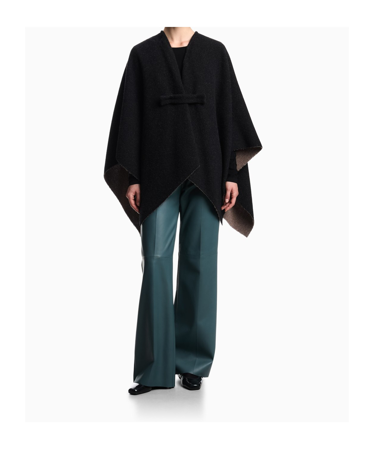 Emporio Armani Double-faced Wool Cape In Black
