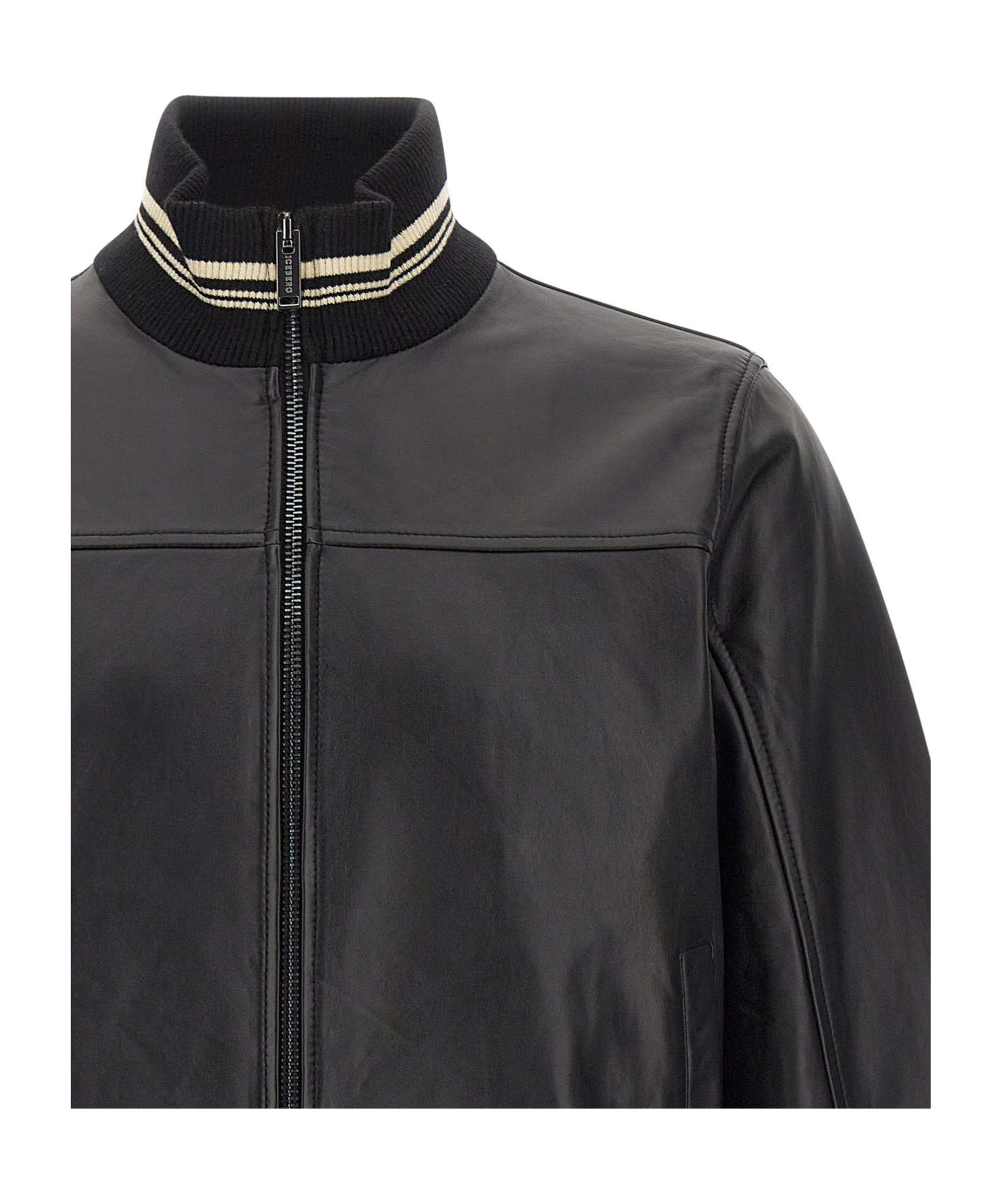 Iceberg High Neck Zipped Bomber Jacket In Black