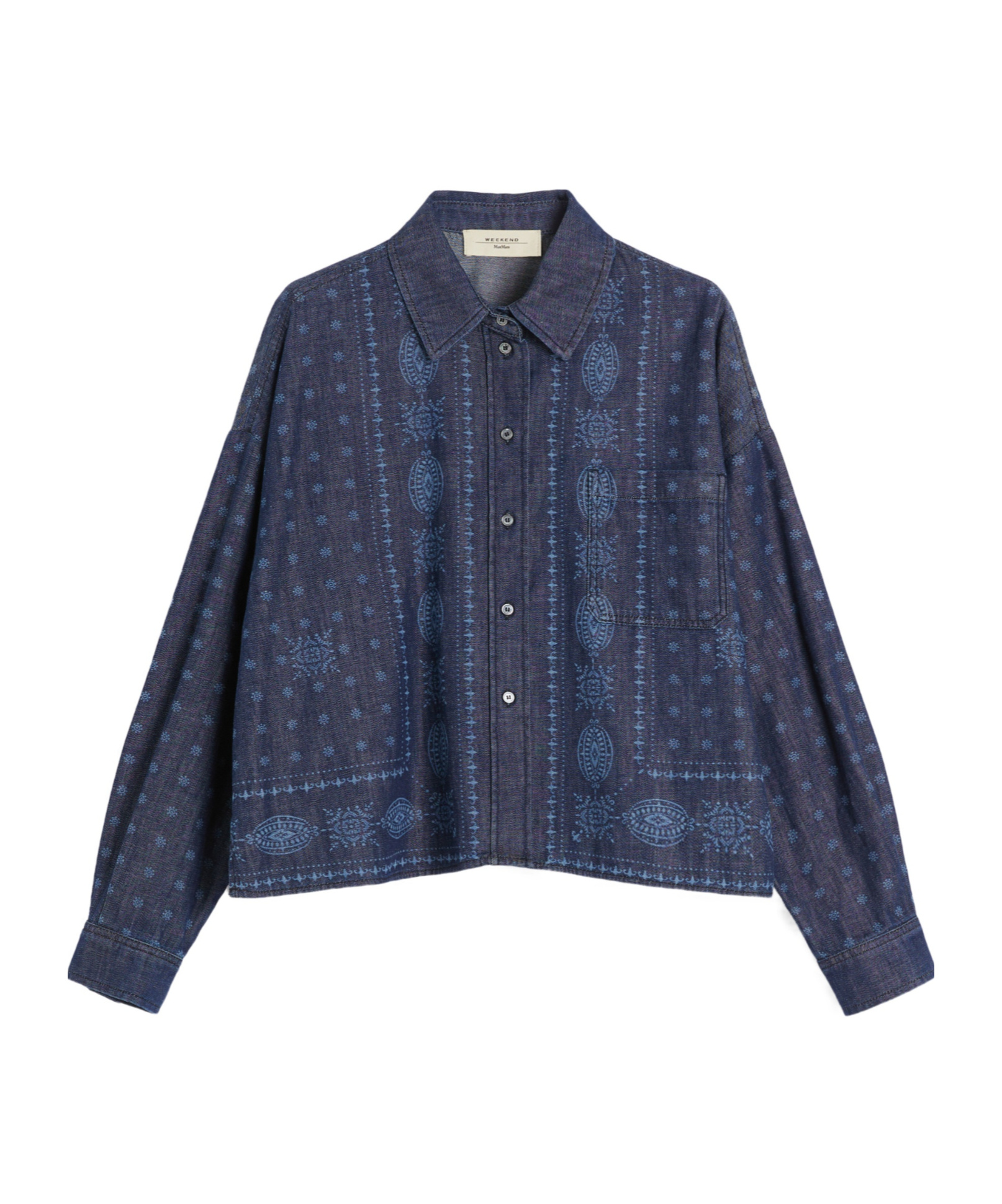 Weekend Max Mara Laser-cut Denim Shirt In Blue