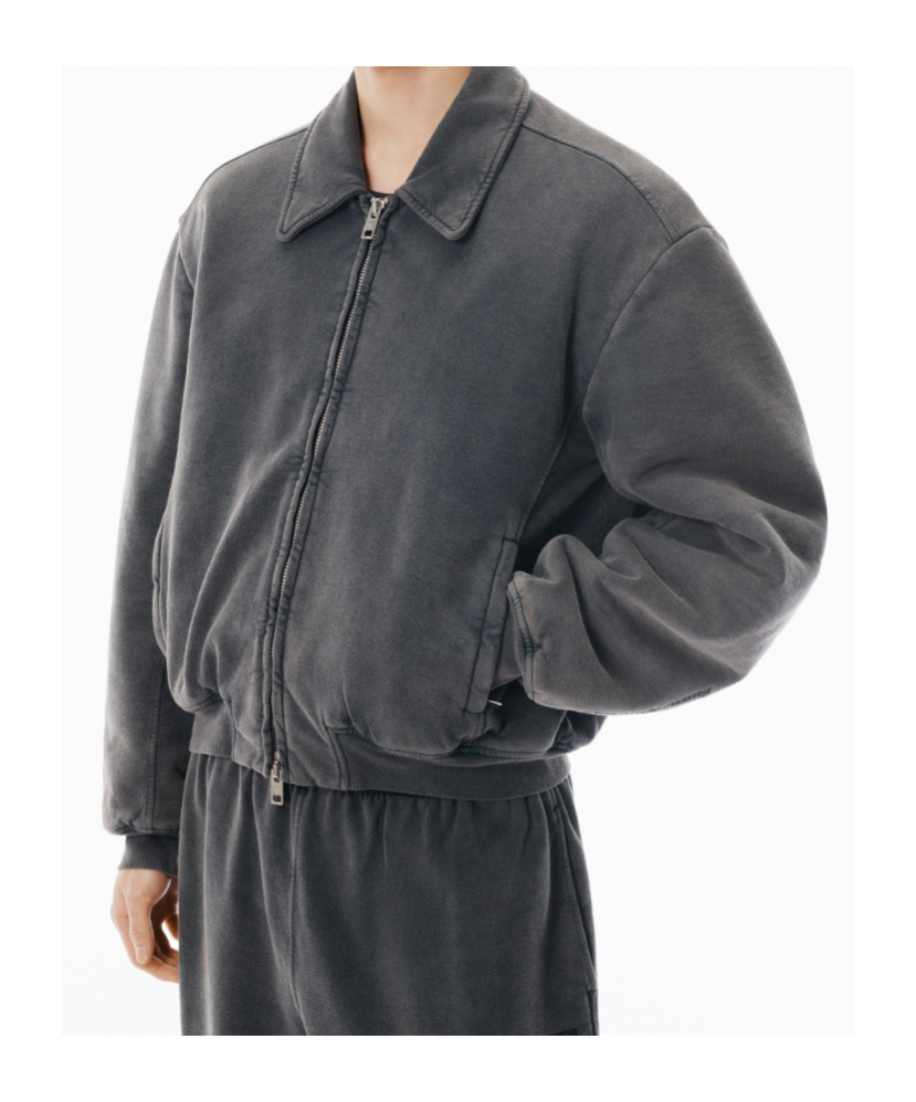 Alexander Wang Unisex Grey Organic Terry Moto Jacket In Gray