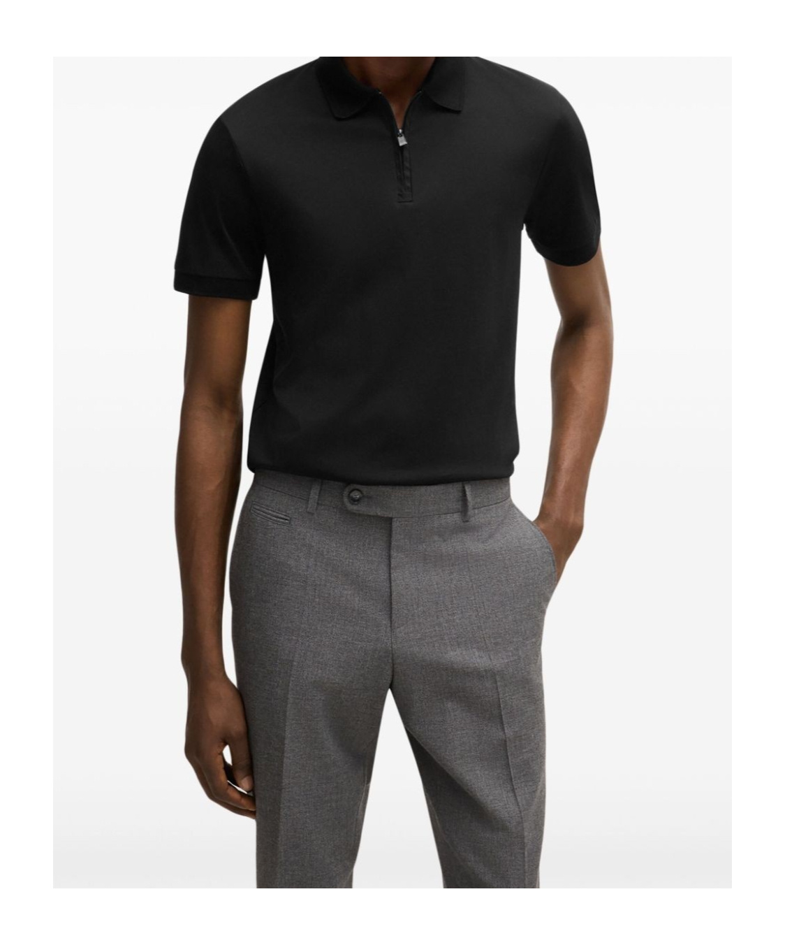 Hugo Boss Regular-fit Polo Shirt In Mercerized Italian Cotton In Black