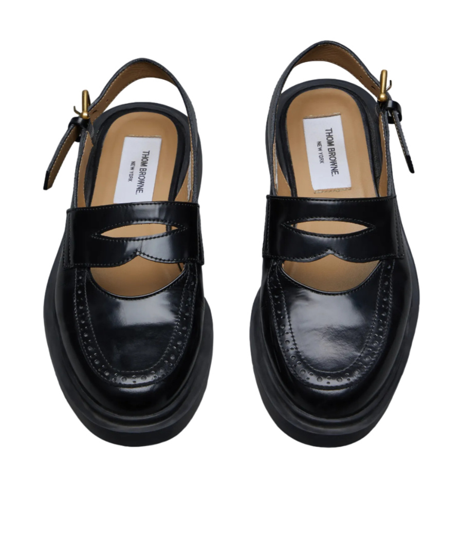 Thom Browne Cut Out Slingback Penny Loafer In Black